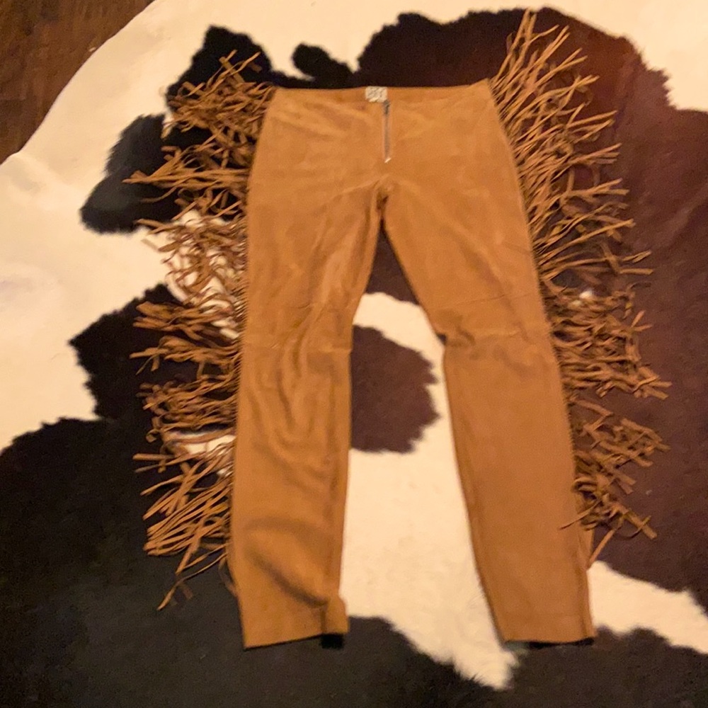 Haute Hippie suede pants with fringe, Small